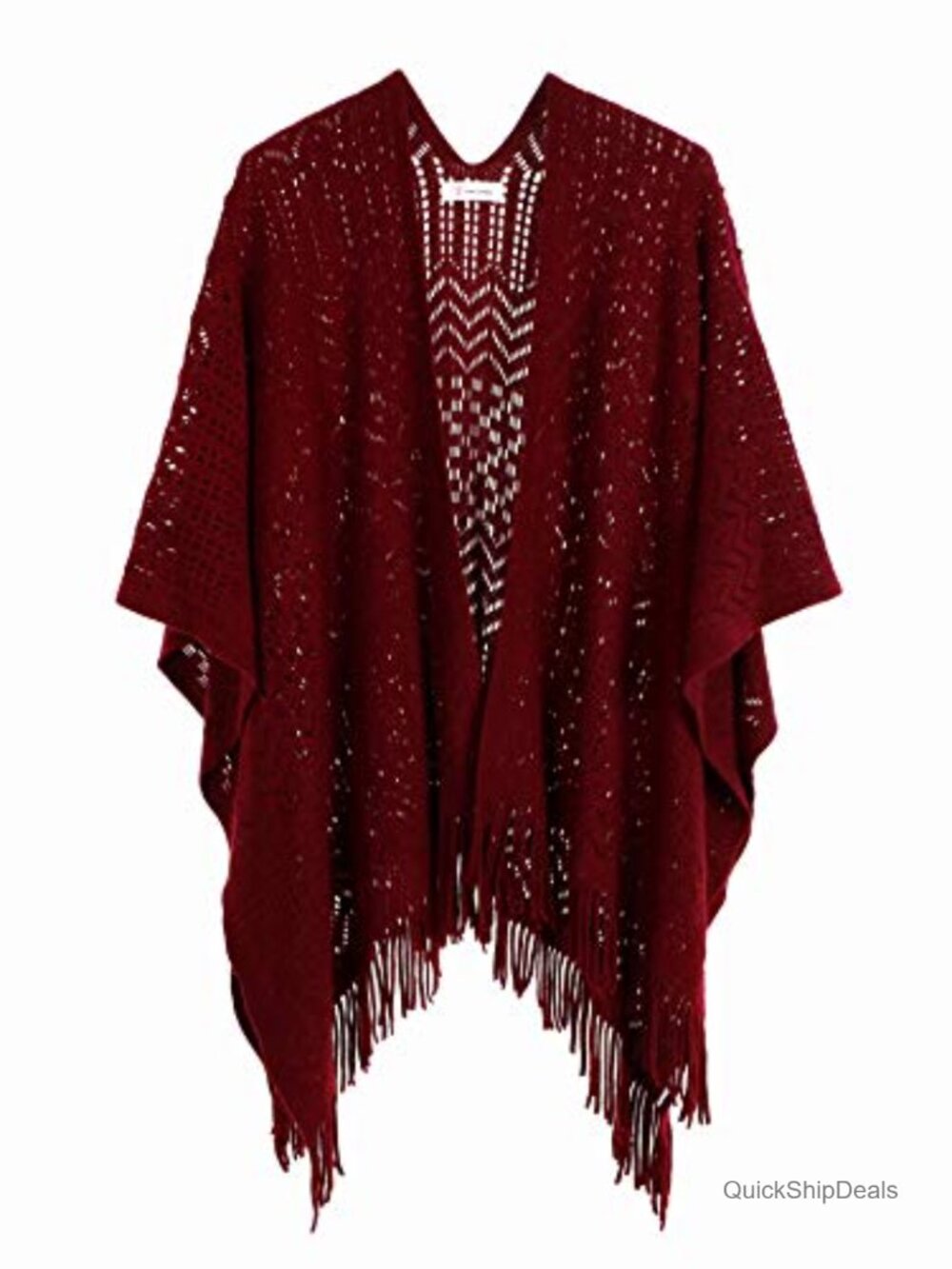 Knit Shawl Wrap Fringe Poncho Cardigan Cape Soft Acrylic